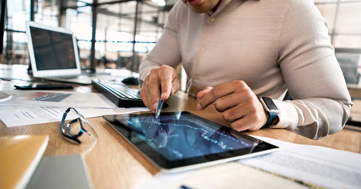 man working on a tablet
