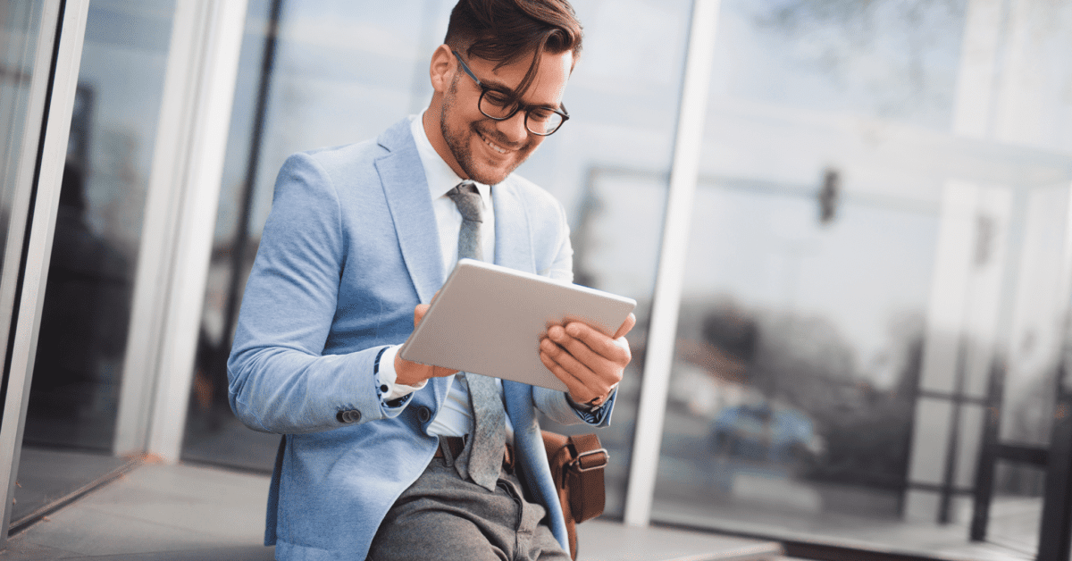 Man working on tablet