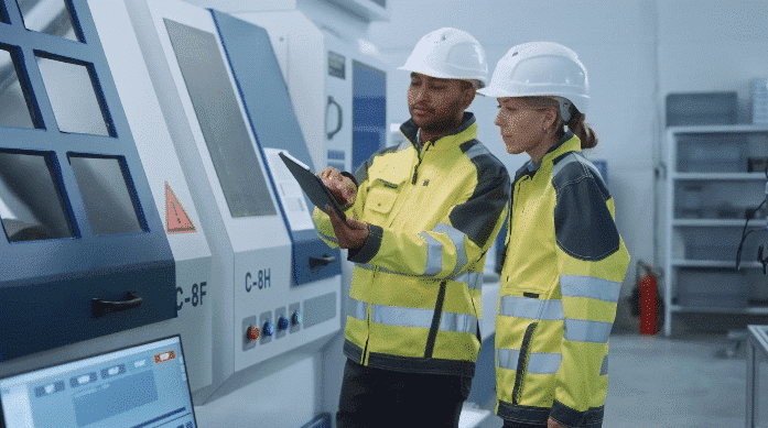 Two people discussing Service Contract