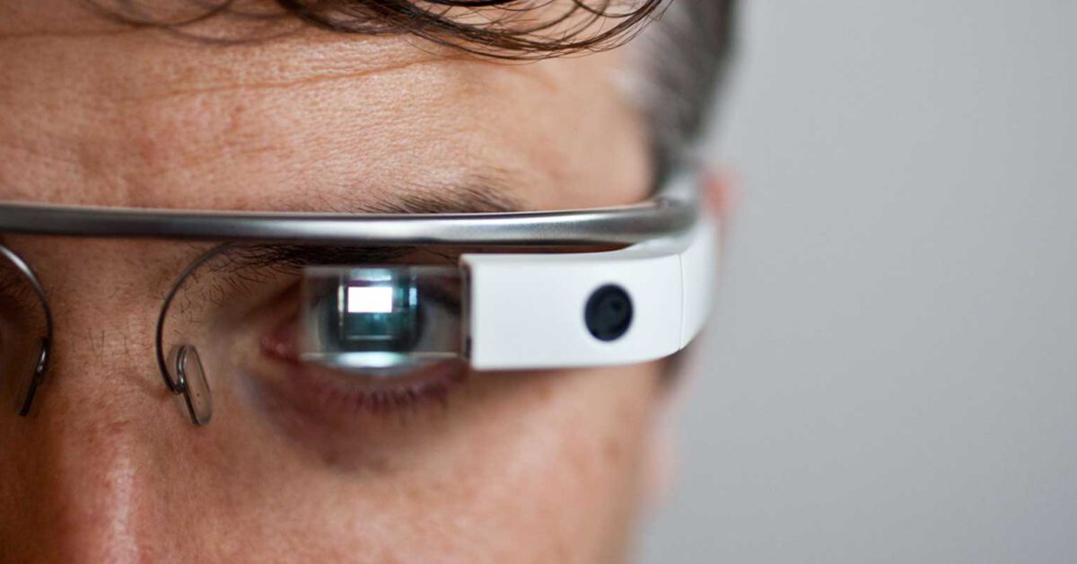 Man wearing Google Glass Smartglasses
