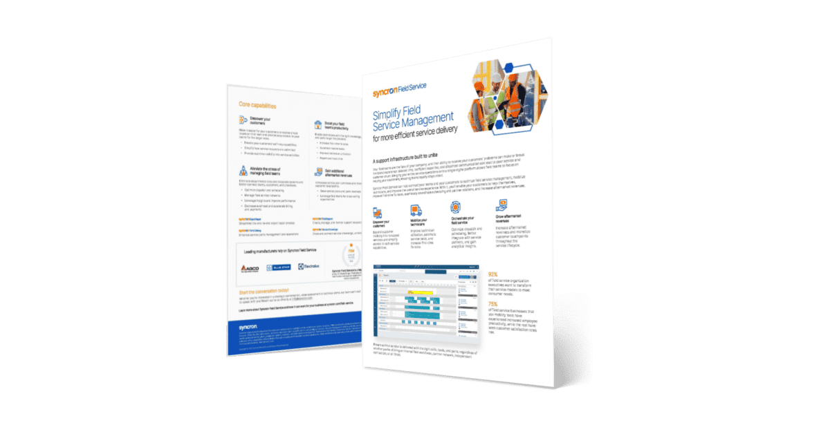 3D mockup of Syncron Field Service product sheet
