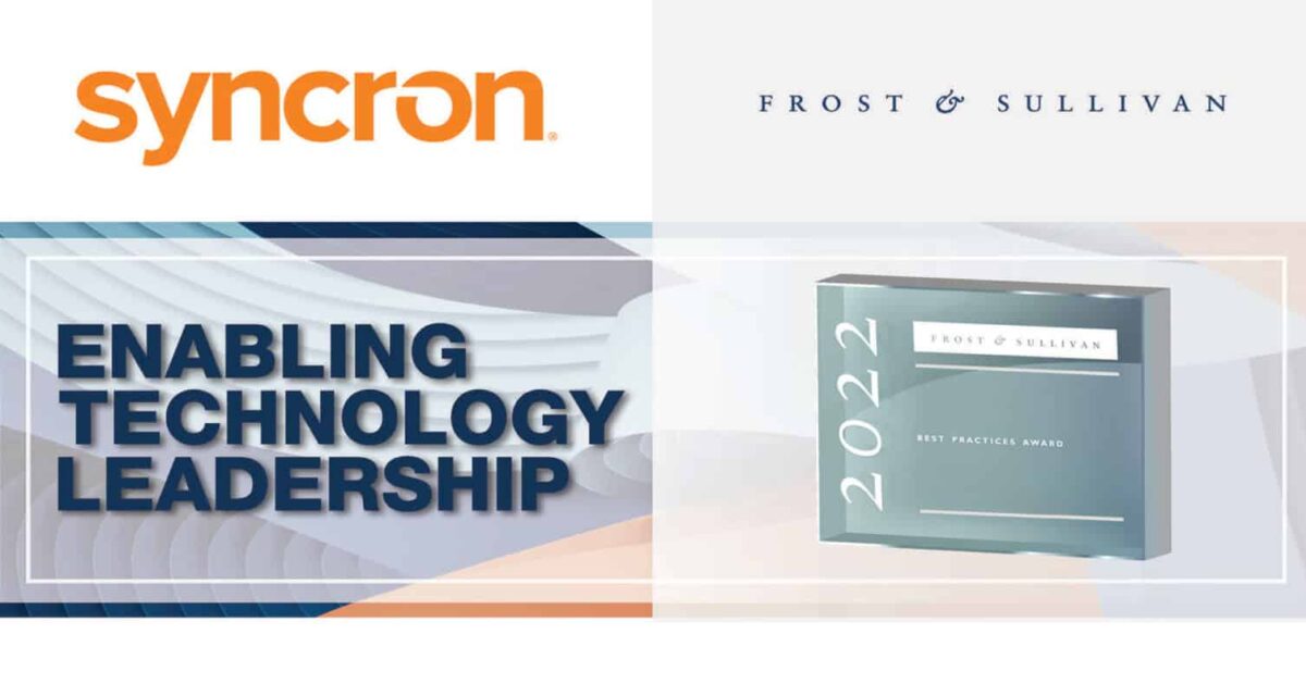 Syncron Frost & Sullivan Enabling Technology Leadership 2022 Best practice award